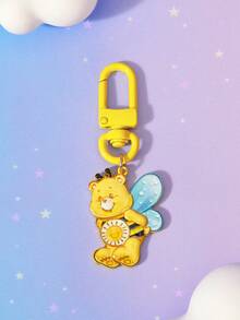 SHEIN X Care Bears New Creative Cartoon Multi-Color Cute Bee Pattern Printing Keychain, IP Joint Design, Cute Personalized, Simple And Generous, Can Also Be Used As Accessories, Suitable For Various Parties, Concerts, Festivals, Exquisite Gifts - Yellow - View 3