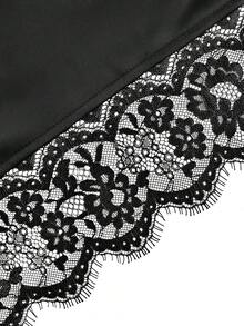 SHEIN PariChic Women Black V-Neck Elegant Lace Patchwork Blouse,Summer Date Night Asymmetric Hem Tank Tops,Versatile Shirt For Party,Holiday,Wedding Guest - Black - View 7