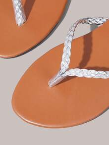 Styleloop Sandal Datar Wanita, Gaya Bohemian, Liburan Pantai, Gaya Barat, Pakaian Musim Panas, Perlengkapan Perjalanan - Perak - View 5