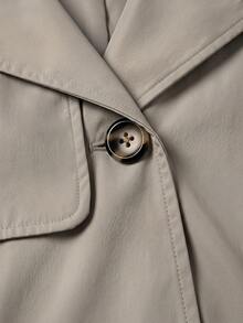 SHEIN Clasi Women Button-Up Tie Waist Trench Coat In Fall/Winter , Casual Spring - Khaki - View 7