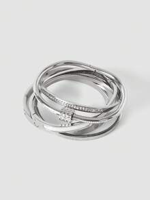 MortiRose 5pcs/Set Minimalist Elegant Luxury Sparkling Star Bangle Bracelets, High-End Titanium Steel Bracelets For Women - Silver 1 - View 4