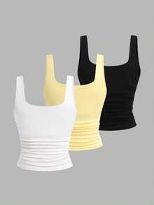 Tween Girl Tank Tops 3pcs, Buy 1 Get 2 Free, Surprise Box [Random 7 Sets, Send 3 Set] - Multicolor - View 7