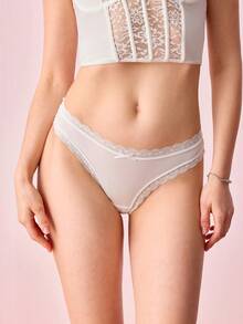 Bonmuse 3条装女士浪漫蕾丝边蝴蝶结装饰三角裤 - 彩色 - 查看 8