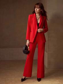 MOTF Classy PRESS CREASE SLANT POCKET SUIT PANTS - Red - View 6