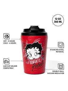 Betty Boop x SHEIN 360 Ml / 12 Oz 防漏不鏽鋼便攜式隨行杯 - 紅色 - 查看 2
