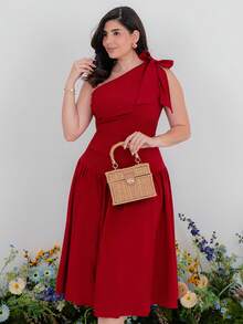 The Leen Edit Damen Freizeitkleid in mittlerer Länge, geeignet für den Sommer, elegant - Rot - Übersicht 2