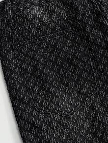 ROMWE MEN Essentials Men's Casual Versatile DenimBermuda Shorts With Pockets - Black - View 5