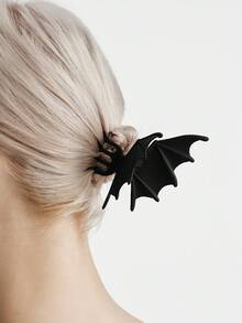 MortiRose 1pc Gothic Punk Matte Black Bat Wing Hair Clip - Elegant Metal Ponytail Claw Clip For Women,  For Halloween And Christmas Parties, Hair Accessories - Black - View 5
