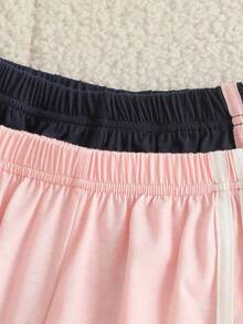 Elladie kids 两件套女童可爱蝴蝶结印花撞色短袖T恤和纯色蝴蝶结短裤，清新夏日海滩度假套装，适合度假和户外活动 - 彩色 - 查看 8