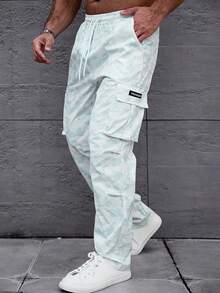 Manfinity Homme Men's White Twill Digital Print Cargo Pants - White - View 1
