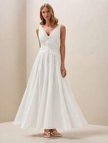 Briarwyn Women's Solid Color Minimalist Casual Lace Sleeveless Dress - White - View 3