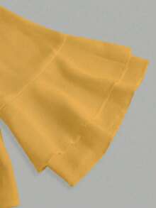 GlowEve Solid Color Knotted Casual Cropped Shirt - Yellow - View 5