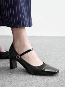 CUCCOO BIZCHIC Giày cao gót nữ thời trang thanh lịch đi làm bốn mùa đính nút - màu đen - Xem 6