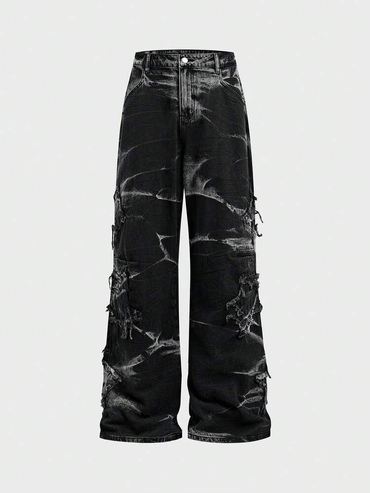 AXEPEAK Men's Tie-Dye Casual Versatile Daily Travel Jeans With