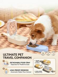 PETSIN 宠物水瓶，便携式犬猫宠物饮水器，带水杯和食物容器，户外饮水器，适合猫、兔子、幼犬和其他宠物外出散步和旅行时使用。 - 彩色 - 查看 1