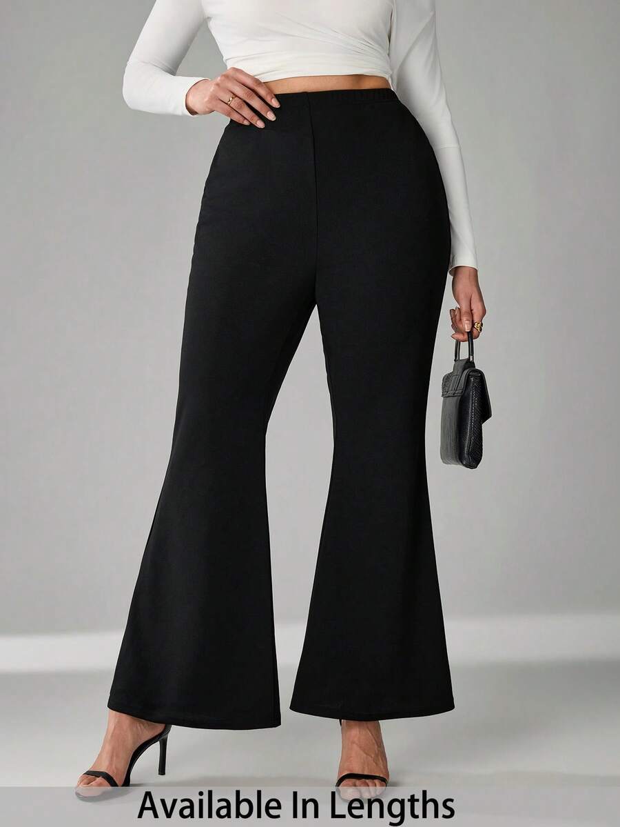 SHEIN Tall CURVE 新款加大码女式高个纯色休闲喇叭裤，女式喇叭打底裤，职业装，修身女式工作服，办公室工作裤，女式高腰裤，高腰设计让您看起来更苗条，腿部更修长，适合高个女性。高腰设计让您看起来更苗条，腿部更修长，适合高个女性。复古风格，适合所有季节和场合，适合高个女孩和女性，夏季喇叭裤，夏季喇叭裤，夏季喇叭裤，夏季套装，阔腿裤，职业裤，优雅裤，休闲裤，夏季高腰显瘦阔腿裤，优雅女士礼服裤，优雅派对裤，优雅女士裤，优雅长裤裤子、女士度假装、女士假日装、夏季假日装、夏季度假装、女士休闲裤、女士性感裤、狂欢节服装、2026年狂欢节女士造型、2026年狂欢节女士服装、狂欢节女士装扮
