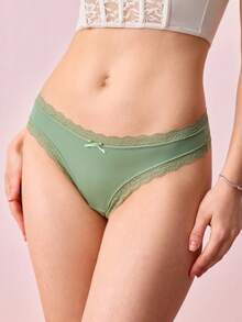 Bonmuse 3条装女士浪漫蕾丝边蝴蝶结装饰三角裤 - 彩色 - 查看 4