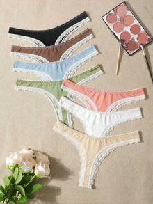 PetitDoll 7pcs/Pack Seamless Lace Patchwork Panties Set - Multicolor - View 2