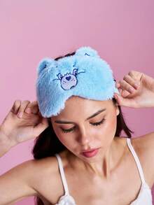 SHEIN X Care Bears Cute Blue Embroidered Plush Eye Mask - Blue - View 2