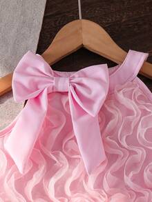 SHEIN 度假季 4-7 歲女童 2 件組 吊脖短褲套裝 扶桑花海灘夏季時尚款 - 粉色 - 查看 3