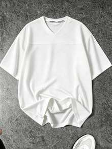 Manfinity Sport Corelite 男士素色短袖休閒健身運動T恤，健身房、足球 - 白色 - 查看 5