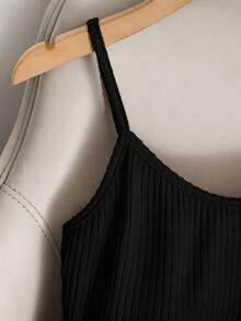 Franclia Body de tirantes finos sin mangas acanalado, cómodo y transpirable, para verano - Negro - Ver 3