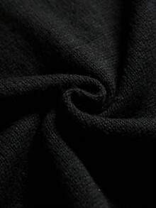 ROMWE MEN Prep 男士圓領對比滾邊字母印花休閒百搭日常穿搭針織短袖上衣 - 黑色 - 查看 6