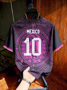 Camiseta unisex estampada con Virgen de Guadalupe y número 10 mexicano, cuello tricolor, tejido de secado rápido, ropa de fan, accesorio para ver partidos de fútbol - Color mixto 11 - Ver 2