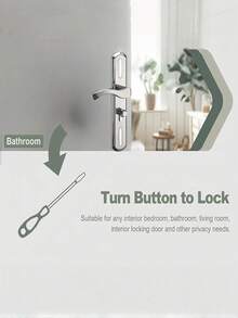 Stainless Steel Door Handle Lock Set - Polished Finish, Easy Install For Bedroom & Bathroom Doors, Includes 2-Point Security Latch - Multicolor - View 7