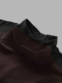 SHEIN EZwear 2件套女士半高领修身长袖打底T恤套装 - 彩色 - 查看 5