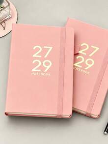 2027-2029 English Calendar Notebook, Time Management Planner, Bound Notepad With Straps - B-Pink - View 6