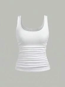 Girlism 青少年女孩 2 件組白色背心內搭，百搭內搭上衣，返校季 - 白色 - 查看 3