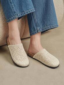 Solecia Women's Round Toe Hand-Wound Rope-Woven Closed Toe Slippers, Retro, Generous And Exquisite, Easy To Wear And Take Off, Soft Sole And Comfortable To Wear Outside Work Shoes - Apricot - View 5
