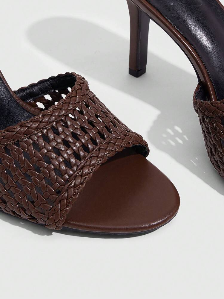 CUCCOO SZL Women Shoes Spring And Summer New Multi-Color Woven Open-Toed High-Heeled Sandals, Retro Thick-Heeled Mules Shoes, Mori Vacation Style, Daily Commuting Shopping Shoes, Beach Vacation Photo Shoes, Temperament Versatile Outer Wear Women's Shoes