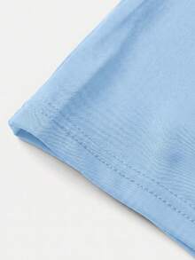 SHEIN Tween Girls Zip Up Half Zip Unitard,Back To School,Leisure Outing,Kids - Baby Blue - View 5