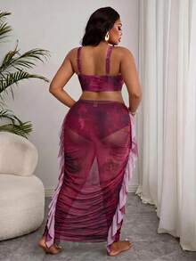 Slaydiva Plus Size Tie-Dye Print Bikini Set - Hot Pink - View 2