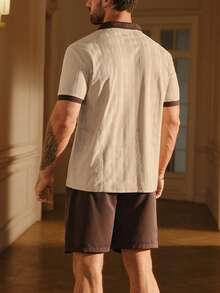 SIGLOCORE Men's Colorblock Short Sleeve Polo Shirt And Shorts Casual Daily Set - Multicolor - View 4