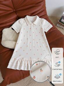 1pc Baby Kid Kids Girl A Cute Chic Pink Art Dot Polo Neck Hem Squishy Dress Dresses Top Tops Set Sets Shirt Shorts Skirt Wear US UK Sun Up Hot Summer - White - View 2