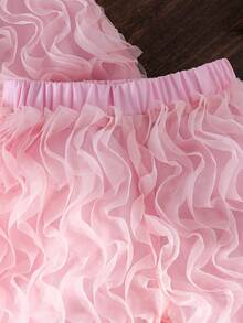 SHEIN 度假季 4-7 歲女童 2 件組 吊脖短褲套裝 扶桑花海灘夏季時尚款 - 粉色 - 查看 4