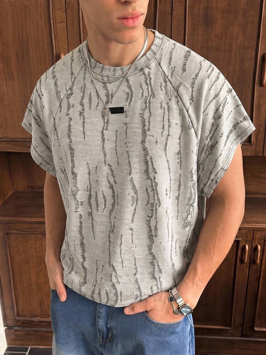 SWAVVY Men's Summer Casual Loose Plain Grey Sleeveless Round Neck Tank Top Standard Size - Grey - View 1