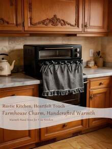 1PC Handmade Country Style Plaid Ruffled Tie On Stove Cover Oven Curtain Dishwasher Washing Machine Cover Easy Installation No Tools For Kitchen Laundry Farmhouse Decor Kitchen Supplies Home Accessories - View 13