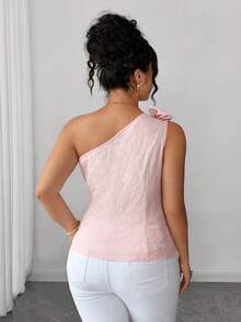 Elenzga Áo không tay cỡ lớn dành cho nữ, Áo vest jacquard thắt nơ hồng, Áo tank top ôm dáng cài khuy ngọc trai, Áo kiểu trễ vai hở vai, Áo sơ mi mùa hè jacquard cài khuy ngọc trai ở eo, Phong cách Pháp dịu dàng, Áo tank top mùa hè ôm dáng Pure Desire, Áo mùa hè dành cho nữ, Kỳ nghỉ, Du lịch, Áo nữ thanh lịch - Hồng - Xem 2