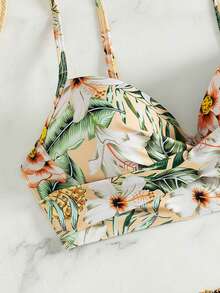 Swim Lushoire 女款夏季海灘度假熱帶植物印花墊肩鋼圈比基尼套裝 - 彩色 - 查看 10