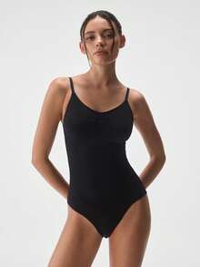 Loungeista 1pc Seamless Women's One-Piece Shapewear - Black - View 3