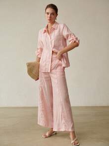 MOTF PREMIUM WOMEN'S SPRING/SUMMER COMFORTABLE LINEN SHIRT - Baby Pink - View 1