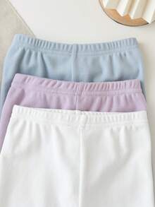 Baby Girl Autumn/Winter Cute Versatile Knitted Elastic Solid Color Elastic Waist Long Pants Multi-Piece Set - Multicolor - View 3