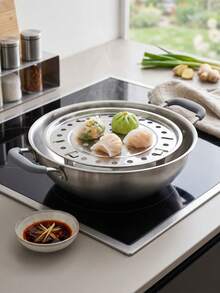 Zazumi Universal Stainless Steel Steamer With Detachable Legs, Cooking Steaming Pan And Pot Accessory, Multi-Functional Steaming Rack For , Grinding And Scratch-Proof Round Cooling Rack, Steamer Rack For Kitchen Thick Cookware Tool Seafood Boil - Silver - View 2