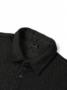 Manfinity CasualCool Bộ 2 món áo sơ mi tay ngắn trơn màu và quần short họa tiết cho nam, trang phục ấm áp - màu đen - Xem 6