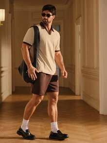 SIGLOCORE Men's Colorblock Short Sleeve Polo Shirt And Shorts Casual Daily Set - Multicolor - View 5