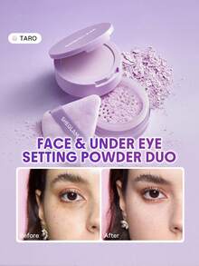 SHEGLAM Polvos Fijadores Para Rostro Y Contorno De Ojos Listos Para Usar Duo-Taro Oil-Control Poreless Flawless Full Coverage Polvos Compactos Ligeros De Cobertura Total Polvos Fijadores Sueltos Polvos Fijadores Morados De Aspecto MáS Suave E Iluminador Maquillaje Facial - tarot - Ver 1